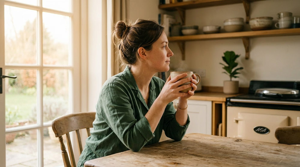 The Power of a Balanced Morning Routine Woman building a balanced morning routine with healthy habits for body and mind