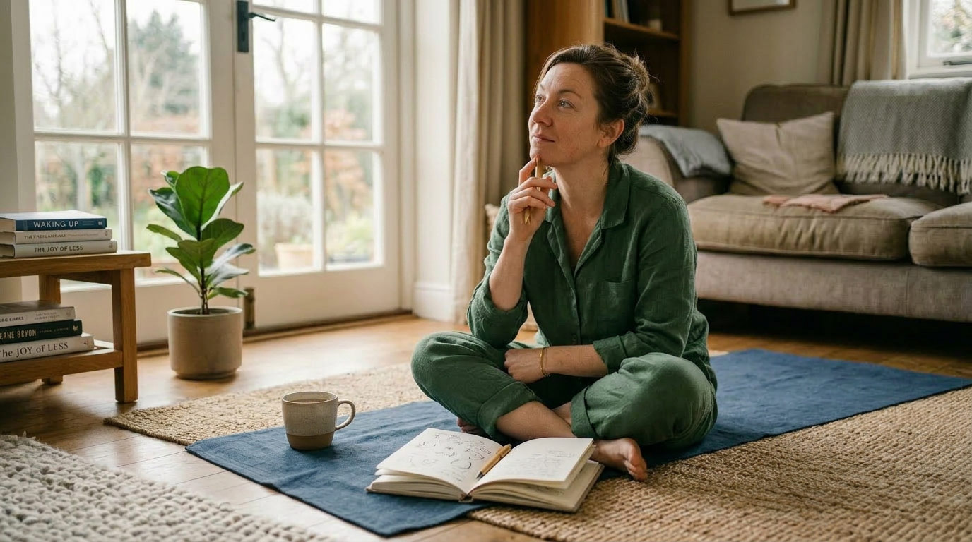 Morning Routine and Yoga Questions Answered Woman in a calm yoga pose reflecting on her morning wellness practice